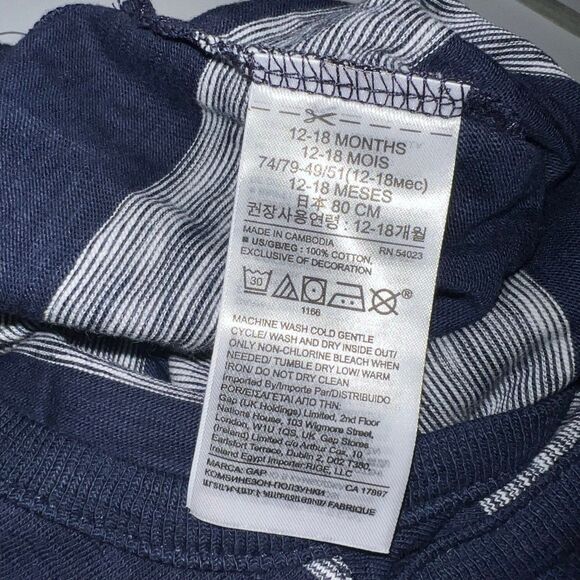 Baby GAP Longall Rompers Infants 12-18m Blue Gray Striped Sleeveless - Picture 10 of 10